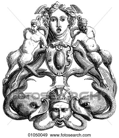 Stock Illustration - Artifacts - Bronze - Italy Venetian bronze door or gate knocker made using the lost wax process by Giovanni Bologna (1524-1608). The artist was born in the year Giovanni da Verrazano discovered New York Bay and the Hudson River. The passage from one to. Fotosearch