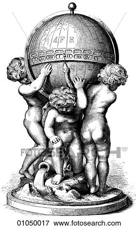 Artifacts - Clock - France Clock c. 1760 A fine example of French workmanship in the reign of Louis XV (1710-1774). Here the clock is a globe representing the world, supported by the three elements of Greek classical antiquity - air, fire, water, bro View Large Illustration Stock Illustration - Artifacts - Clock - France Clock c. 1760 A fine example of French workmanship in the reign of Louis XV (1710-1774). Here the clock is a globe representing the world, supported by the three elements of Greek classical antiquity - air, fire, water, bro. Fotosearch