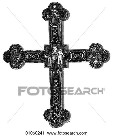 Artifacts - Cross - Austria - Italy Enameled Cross. 15th century. Austr. Museum. The Renaissance -- the revival of arts and literature under the influence of classical (Greek & Roman) models in the 14th - 16th centuries. View Large Illustration Clip Art - Artifacts - Cross - Austria - Italy Enameled Cross. 15th century. Austr. Museum. The Renaissance -- the revival of arts and literature under the influence of classical (Greek & Roman) models in the 14th - 16th centuries.. Fotosearch