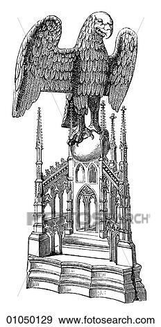 Stock Illustration - Artifacts - Furniture - France Gothic Reading-Desk in Bronze. Minster at Aix-la-Chapelle.. Fotosearch
