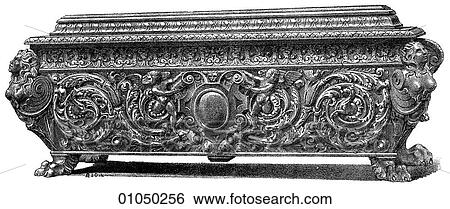 Artifacts - Furniture - Italy Marriage Chest, carved in Wood. c. 1510. This piece was created while Henry VIII ruled England and Leonardo da Vinci was developing his concept for a horizontal water wheel (the principle behind the water turbine) View Large Illustration Stock Illustration - Artifacts - Furniture - Italy Marriage Chest, carved in Wood. c. 1510. This piece was created while Henry VIII ruled England and Leonardo da Vinci was developing his concept for a horizontal water wheel (the principle behind the water turbine). Fotosearch