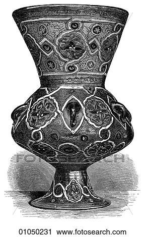 Artifacts - Glass - Arabia Arabian Glass-Lamp c. 1800 View Large Illustration Clip Art - Artifacts - Glass - Arabia Arabian Glass-Lamp c. 1800. Fotosearch