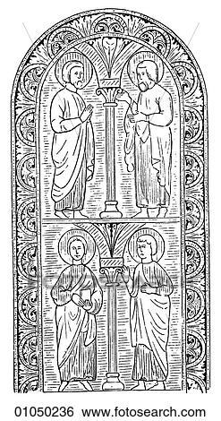 Artifacts - Glass - Germany Romanesque Glass-Painting. Marienberg Church at Helmstaedt, c. 1150 View Large Illustration Stock Illustration - Artifacts - Glass - Germany Romanesque Glass-Painting. Marienberg Church at Helmstaedt, c. 1150. Fotosearch