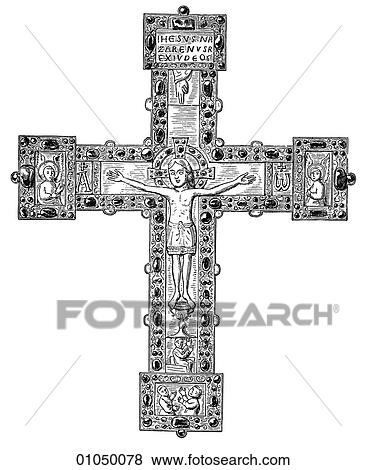 Artifacts - Gold - Germany Cross in the Treasury of St. Mauritius at Munster. 11th church, religion, religious, metal, medieval, middle ages, Gothic, German, Germany, Palatine, Palatinate The Gothic style succeeded the Romanesque period. It reached it View Large Illustration Stock Illustration - Artifacts - Gold - Germany Cross in the Treasury of St. Mauritius at Munster. 11th church, religion, religious, metal, medieval, middle ages, Gothic, German, Germany, Palatine, Palatinate The Gothic style succeeded the Romanesque period. It reached it. Fotosearch