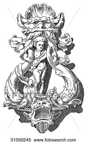 Stock Illustration - Artifacts Italian Renaissance Knocker. Close of the 16th century. Austr. Museum. The Renaissance -- the revival of arts and literature under the influence of classical (Greek & Roman) models in the 14th - 16th centuries.. Fotosearch