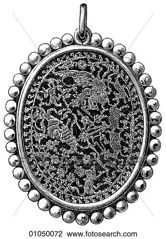 Artifacts - Jewelry - India Indian Trinket c. 1750 View Large Illustration Drawing - Artifacts - Jewelry - India Indian Trinket c. 1750. Fotosearch