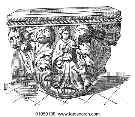 Stock Illustration - Artifacts - Marble - Italy Marble Cistern, Venice, 14th century.. Fotosearch