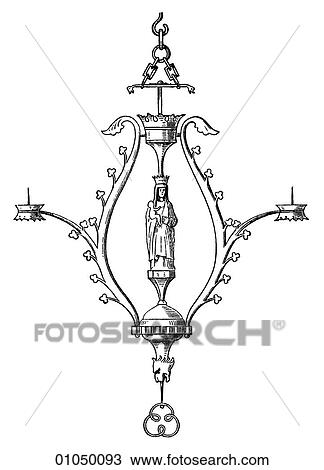 Drawing - Artifacts - Metal - Germany Gothic Chandelier at Obernkirchen, near Hanover.. Fotosearch