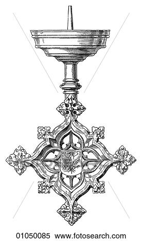 Artifacts - Metal - Germany Gothic Sconce from Dortmund. A sconce is one of the earliest forms of public lighting as it was designed to be affixed to a wall. View Large Illustration Stock Illustration - Artifacts - Metal - Germany Gothic Sconce from Dortmund. A sconce is one of the earliest forms of public lighting as it was designed to be affixed to a wall.. Fotosearch
