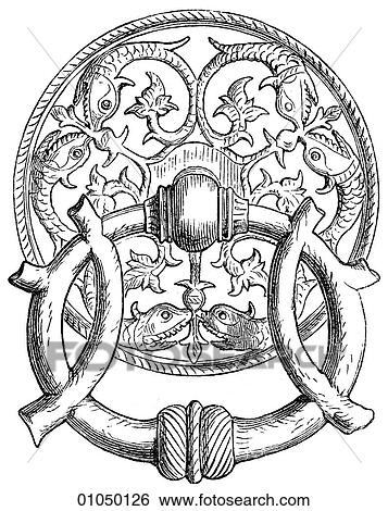 Stock Illustration - Artifacts - Metal - Germany Knocker. South-German. c. 1500.. Fotosearch