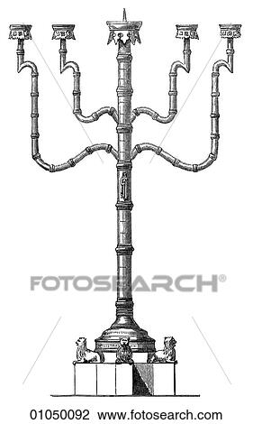 Artifacts - Metal - Germany Late Gothic Candelabrum from Werben. View Large Illustration Drawing - Artifacts - Metal - Germany Late Gothic Candelabrum from Werben.. Fotosearch