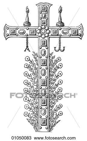 Artifacts - Metal - Italy Early Christian Cross from the Catacombs of Santa Ponziano, c. 450AD Early Roman converts to Christianity faced brutal suppression and punishment in pagan Rome. They held services in the underground catacombs beneath the city. View Large Illustration Drawing - Artifacts - Metal - Italy Early Christian Cross from the Catacombs of Santa Ponziano, c. 450AD Early Roman converts to Christianity faced brutal suppression and punishment in pagan Rome. They held services in the underground catacombs beneath the city.. Fotosearch