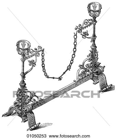 Drawing - Artifacts - Metal - Italy Venetian Fire-Dog, c. 1577. . Fotosearch