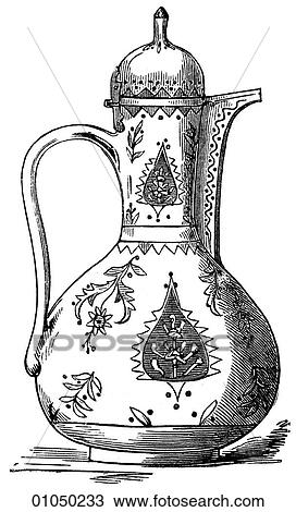 Artifacts - Metalwork - Persia Persian Coffeepot, c. 1800 View Large Illustration Drawing - Artifacts - Metalwork - Persia Persian Coffeepot, c. 1800. Fotosearch