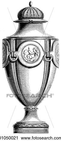 Clip Art - Artifacts - Porcelain - France A S_vres Vase c. 1760 S_vres was a suburb of Paris where this elegant and rare porcelain was manufactured in a factory established by Louis XV and his mistress Madame Pompadour Its distinctive color was named in honor of th. Fotosearch
