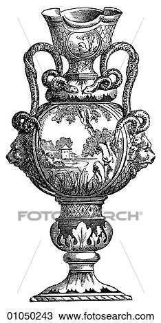 Drawing - Artifacts - Porcelain - Italy Fayence Vase c. 1580 Fayence is the French name for a style of tin-glazed porcelain remarkable for its fastness of color over hundreds of years. Italian manufacture was centered in the town of Faenza, near Bologna in Northe. Fotosearch