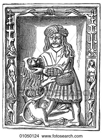 Stock Illustration - Artifacts - Pottery - Austria Stove-Tile. From the Sacristy of the Church of St. Stephan at Vienna. c. 1500.. Fotosearch
