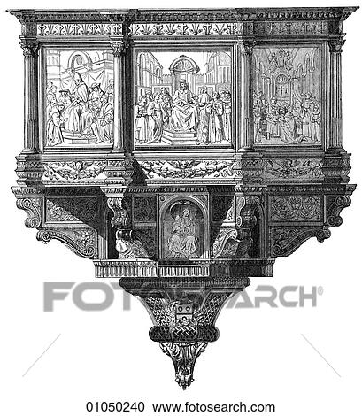 Artifacts - Pulpit - Italy Pulpit in Santa Croce at Florence - the church of the Fransiscan order at Florence and the finest example of Italian Gothic architectural style, by Benedetto da Majano (1444-1498). View Large Illustration Clipart - Artifacts - Pulpit - Italy Pulpit in Santa Croce at Florence - the church of the Fransiscan order at Florence and the finest example of Italian Gothic architectural style, by Benedetto da Majano (1444-1498).. Fotosearch