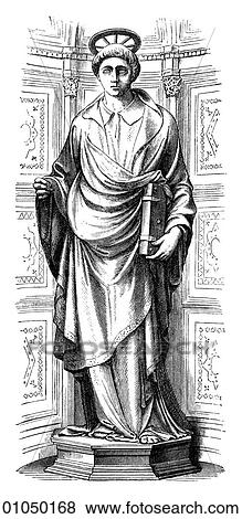 Artifacts - Relief - Italy St. Stephen. Bronze Statue by Lorenzo Ghiberti (1378-1455) in the San Michele at Florence. The artist was born in the year of the Great Schism that saw two Popes (one in Rome, the other in Avignon France) contest the rule of View Large Illustration Stock Illustration - Artifacts - Relief - Italy St. Stephen. Bronze Statue by Lorenzo Ghiberti (1378-1455) in the San Michele at Florence. The artist was born in the year of the Great Schism that saw two Popes (one in Rome, the other in Avignon France) contest the rule of. Fotosearch