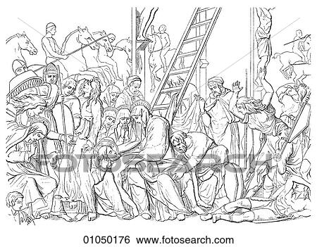 Stock Illustration - Artifacts - Relief - Italy The Descent from the Cross. Relief in bronze by Donatello (1386-1466) in San Lorenzo at Florence. The sculptor is generally agreed to be one of the greatest of all Renaissance artists. He was born in the year work began on the. Fotosearch