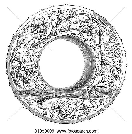 Artifacts - Salver - Belgium Salver (dish) c. 1660 An example of repoussZ - a design method in which metal is first created by stamping a design from the back with hammers and then shaped by engraving (taken from the French verb - pousser - to push forwar View Large Illustration Stock Illustration - Artifacts - Salver - Belgium Salver (dish) c. 1660 An example of repoussZ - a design method in which metal is first created by stamping a design from the back with hammers and then shaped by engraving (taken from the French verb - pousser - to push forwar. Fotosearch
