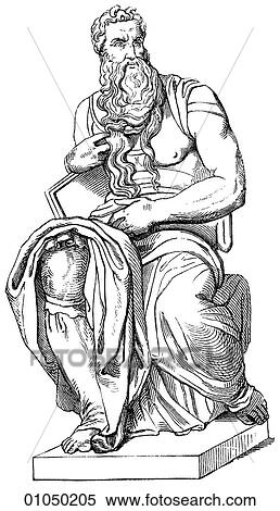 Stock Illustration - Artifacts - Sculpture - Italy Moses. Statue in marble by Michelangelo Buonarotti (1475-1564) San Pietro at Rome. The sculptor was, in his lifetime, generally regarded as one of the greatest living artists. Now with the hindsight of history he is accla. Fotosearch