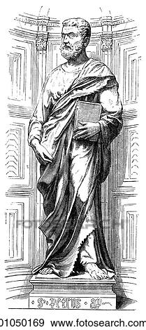 Stock Illustration - Artifacts - Sculpture - Italy St. Peter, a Marble Statue by Donatello (1386-1466) in the San Micchele at Florence. The sculptor is generally agreed to be one of the greatest of all Renaissance artists. He was born in the year work began on the Cathedral. Fotosearch