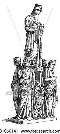 Stock Illustration - Artifacts - Sculpture - Italy Allegorical representation of the City of Pisa by Giovanni Pisano (1230-1314) in the Baptistery at Pisa. The sculptor was the son of Niccol~ Pisano. He rejected his citizenship of Pisa in 1285 and became a citizen of Siena. Fotosearch