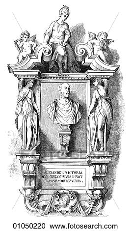Clipart - Artifacts - Sculpture - Italy Tomb of Alessandro Vittoria, executed in Marble by the Artist himself. Santa Zaccaria at Venice.. Fotosearch