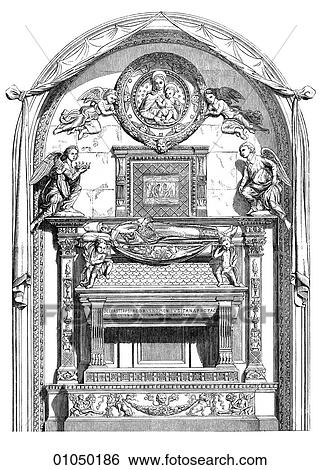 Artifacts - Sculpture - Italy Tomb of the Cardinal of Portugal. Executed in marble by Antonio Rosselino. Santa Miniato near Florence. View Large Illustration Stock Illustration - Artifacts - Sculpture - Italy Tomb of the Cardinal of Portugal. Executed in marble by Antonio Rosselino. Santa Miniato near Florence.. Fotosearch