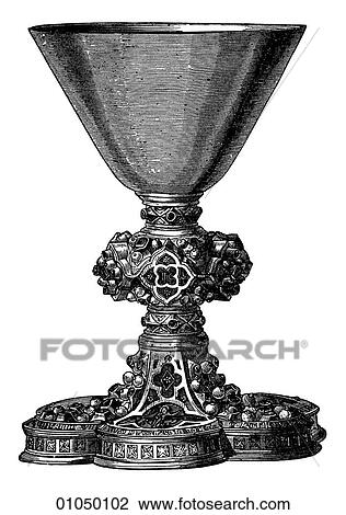 Artifacts - Silver/Gold - Germany A chalice (a wine cup used in the communion service) from Klosterneuburg, Germany 14th Century. The significance of the rite in the Christian religion has its origins in the epistles of St. Paul to the Corinthians (1 Co View Large Illustration Drawing - Artifacts - Silver/Gold - Germany A chalice (a wine cup used in the communion service) from Klosterneuburg, Germany 14th Century. The significance of the rite in the Christian religion has its origins in the epistles of St. Paul to the Corinthians (1 Co. Fotosearch