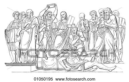 Stock Illustration - Artifacts - Terra-cotta - Italy The Death of the Virgin, a group in terra-cotta by Alfonso Lombardi. Oratory near Santa Maria del Vita. Bologna. 1519. This piece was created in the year Leonardo Da Vinci and Lucretiat Borgia died and Herman Cortes intr. Fotosearch