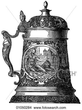 Artifacts - Tin - Germany Tin Mug by Casper Endterlein. 16th. Century. View Large Illustration Stock Illustration - Artifacts - Tin - Germany Tin Mug by Casper Endterlein. 16th. Century.. Fotosearch