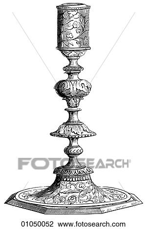Artifacts - Wood - Italy Candlestick View Large Illustration Drawing - Artifacts - Wood - Italy Candlestick. Fotosearch