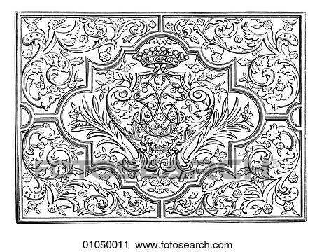 Clip Art - Artifacts - Wood - Italy Venetian Box or Jewel-Casket (cover) (b5). Fotosearch