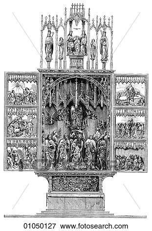 Artifacts - Wood - Poland High-Altar of the Church of St. Mary at Cracow. Wood-Carving by Veit Stoss, late Gothic, c. 1400 View Large Illustration Stock Illustration - Artifacts - Wood - Poland High-Altar of the Church of St. Mary at Cracow. Wood-Carving by Veit Stoss, late Gothic, c. 1400. Fotosearch