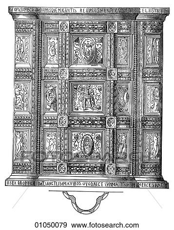 Artifacts - Wood/Metal - France Ambo (a stand from which the Gospel is read during the service) in the Minster at Aix-la-Chapelle. Wood covered with sheet-copper. 11th century. View Large Illustration Stock Illustration - Artifacts - Wood/Metal - France Ambo (a stand from which the Gospel is read during the service) in the Minster at Aix-la-Chapelle. Wood covered with sheet-copper. 11th century.. Fotosearch