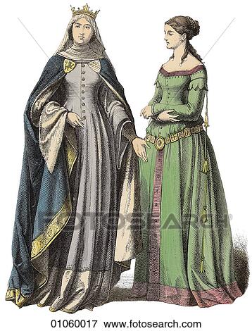 Fashion & Costume - (Color) c. 1400 The Gothic style succeeded the Romanesque period and was in turn succeeded by the Renaissance. It reached its highest artistic achievements in Northern and Western Europe from the mid-12th century until as late as the View Large Illustration Stock Illustration - Fashion & Costume - (Color) c. 1400 The Gothic style succeeded the Romanesque period and was in turn succeeded by the Renaissance. It reached its highest artistic achievements in Northern and Western Europe from the mid-12th century until as late as the. Fotosearch