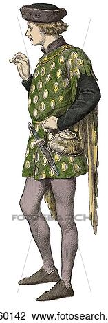 Fashion & Costume - (Color) c. 1410 England In 1415 European expansion begins as the Portuguese capture the point in North Africa opposite Gibraltar which Henry the Navigator uses as a base for further expeditions down the African coast. cTte hardie, do View Large Illustration Drawing - Fashion & Costume - (Color) c. 1410 England In 1415 European expansion begins as the Portuguese capture the point in North Africa opposite Gibraltar which Henry the Navigator uses as a base for further expeditions down the African coast. cTte hardie, do. Fotosearch