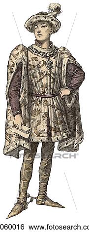 Fashion & Costume - (Color) c. 1450 France In this period The Dukes of Burgundy, members of the French Royal House of Valois extended their rule into the low countries of Flanders (Belgium) and the Netherlands (Holland) from the late 14th to the mid 15t View Large Illustration Stock Illustration - Fashion & Costume - (Color) c. 1450 France In this period The Dukes of Burgundy, members of the French Royal House of Valois extended their rule into the low countries of Flanders (Belgium) and the Netherlands (Holland) from the late 14th to the mid 15t. Fotosearch