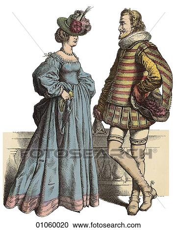 Clipart - Fashion & Costume - (Color) c. 1620 England In this period Aelbert Culp the Dutch landscape artist was born (1620); Bernini created his "Neptune" and "Triton" sculptures; Van Dyck painted "Flight Into Egypt" (1621) and Schickardt builds the first. Fotosearch