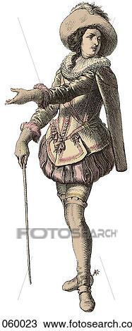 Fashion & Costume - (Color) c. 1625 France In this period Aelbert Culp the Dutch landscape artist was born (1620); Bernini created his "Neptune" and "Triton" sculptures; Van Dyck painted "Flight Into Egypt" (1621) and Schickardt builds the first ca View Large Illustration Drawing - Fashion & Costume - (Color) c. 1625 France In this period Aelbert Culp the Dutch landscape artist was born (1620); Bernini created his "Neptune" and "Triton" sculptures; Van Dyck painted "Flight Into Egypt" (1621) and Schickardt builds the first ca. Fotosearch