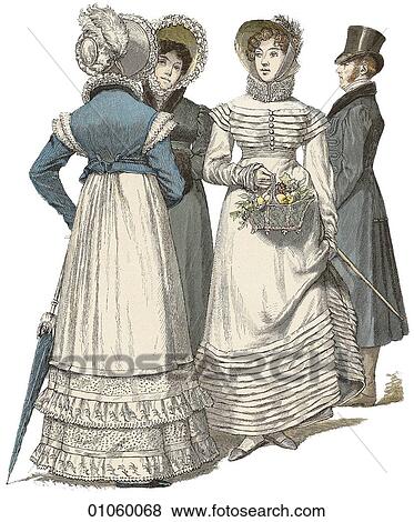 Fashion & Costume - (Color) c. 1815-1820 Germany View Large Illustration Stock Illustration - Fashion & Costume - (Color) c. 1815-1820 Germany. Fotosearch