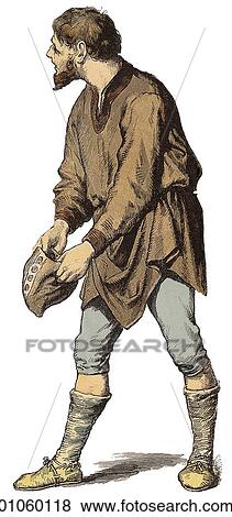 Fashion & Costume - (Color) Carolingian France 750-800 A. D. The Carolingian dynasty (so called because they named many of the Kings Charles) ruled a major part of France and Northern Italy in the early Middle Ages. In this period blast furnaces for mak View Large Illustration Stock Illustration - Fashion & Costume - (Color) Carolingian France 750-800 A. D. The Carolingian dynasty (so called because they named many of the Kings Charles) ruled a major part of France and Northern Italy in the early Middle Ages. In this period blast furnaces for mak. Fotosearch