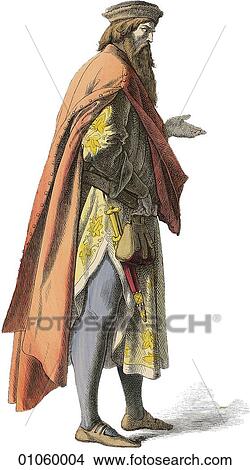 Fashion & Costume - (Color) Late 14th Century c. 1390 In this period rockets were used for the first time in warfare at the Battle of Chioggia (1380) between the city states of Genoa and Venice and cast iron became generally available throughout Europe. View Large Illustration Stock Illustration - Fashion & Costume - (Color) Late 14th Century c. 1390 In this period rockets were used for the first time in warfare at the Battle of Chioggia (1380) between the city states of Genoa and Venice and cast iron became generally available throughout Europe.. Fotosearch