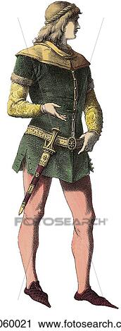 Fashion & Costume - (Color) Man - c. 1400 (late Gothic, early Renaissance View Large Illustration Clip Art - Fashion & Costume - (Color) Man - c. 1400 (late Gothic, early Renaissance. Fotosearch
