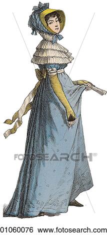 Stock Illustration - Fashion & Costume - (Color) Woman c. 1800 In this period Thomas Jefferson won the U. S. Presidential election (1800); the Union Jack became the official flag of the U. K. (1801) and Ohio joins the Union (1803).. Fotosearch