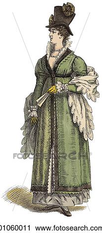 Fashion & Costume - Germany - (Color) Woman c. 1815 In this period Thomas Jefferson won the U. S. Presidential election (1800); the Union Jack became the official flag of the U. K. (1801); Ohio joins the Union (1803); Humphry Davy, inventor of the miner`s View Large Illustration Clip Art - Fashion & Costume - Germany - (Color) Woman c. 1815 In this period Thomas Jefferson won the U. S. Presidential election (1800); the Union Jack became the official flag of the U. K. (1801); Ohio joins the Union (1803); Humphry Davy, inventor of the miner`s. Fotosearch