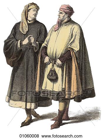 Stock Illustration - Fashion & Costume - Germany - (Color) Man - 1400-1430 In this period oil was first used as a base for paints; Influenza is recorded for the first time in Paris (1414); the painter Bellini is born (1428); Joan of Arc raises the siege of Orleans (1429) and. Fotosearch