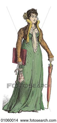 Stock Illustration - Fashion & Costume - Germany/England - (Color) c. 1800-1815 German In this period Thomas Jefferson won the U. S. Presidential election (1800); the Union Jack became the official flag of the U. K. (1801); Ohio joins the Union (1803); Humphry Davy, inventor. Fotosearch